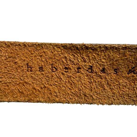 Haberdas Brown Tooled Leather Belt With Silver-Tone Buckle S/M - Picture 3 of 9